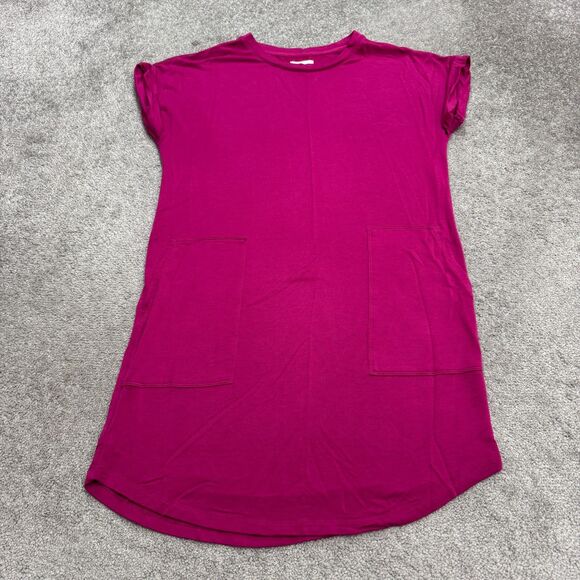 Lou & Grey Dresses & Skirts - Lou & Grey Mini Crew T-Shirt Dress Womens Small Magenta Pink Pocket Short Sleeve